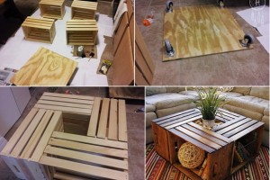 DIY wine crate coffee table.