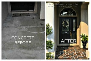 front door and entry diy refurb with painted concrete