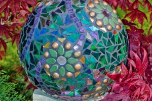 diy garden mosaic gazing ball