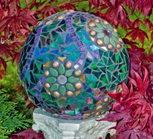 garden mosaic bowling ball