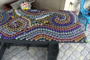 bottle cap mosaic table how to