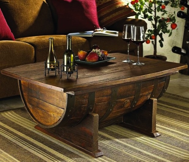 diy whiskey barrel coffee table