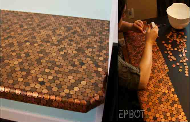 DIY Penny Tiled Table