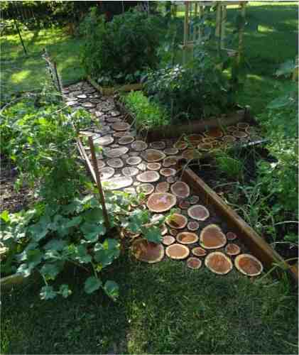 diy wood slice garden path