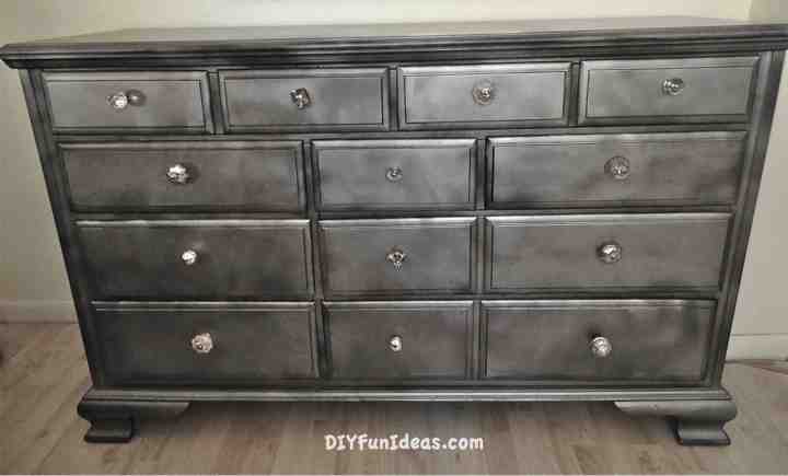 Chic Glass Looking Furniture Using glass Paint diy metallic  Makeover Shabby Krylon painting