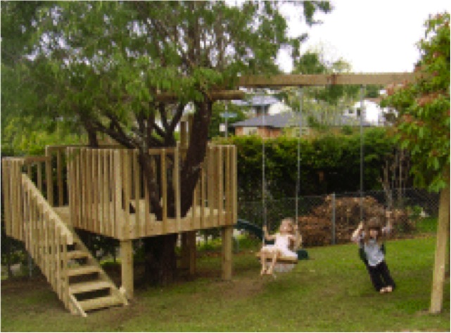 garden tree house with slide