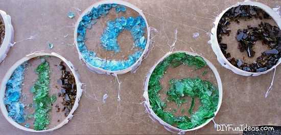 how to make crushed glass concrete coasters 