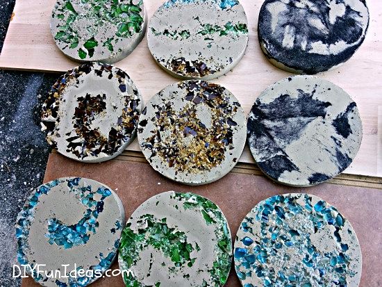 How to make crushed glass & tie dye concrete coasters