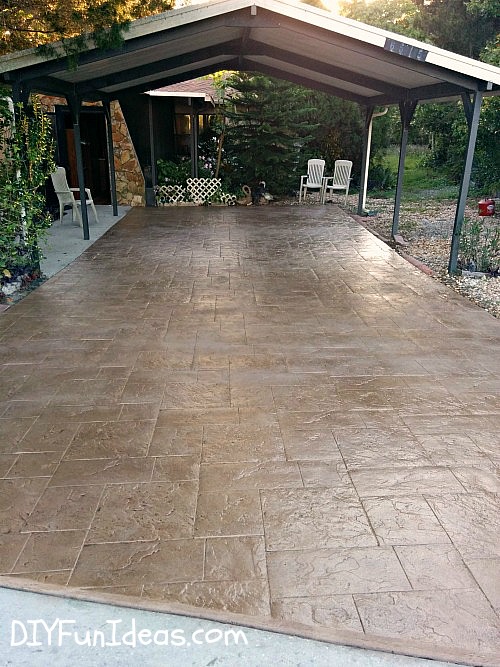 GORGEOUS DIY STAMPED CONCRETE TILE DRIVEWAY FOR LESS MUCH LESS