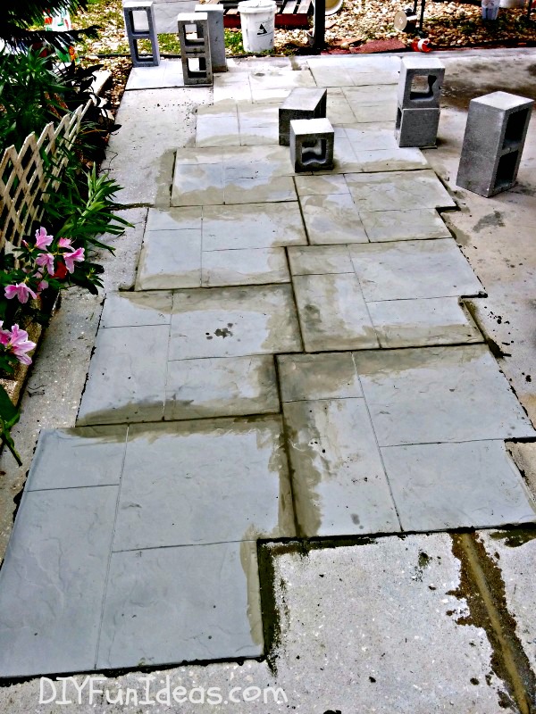 GORGEOUS DIY STAMPED CONCRETE TILE DRIVEWAY FOR LESS MUCH LESS