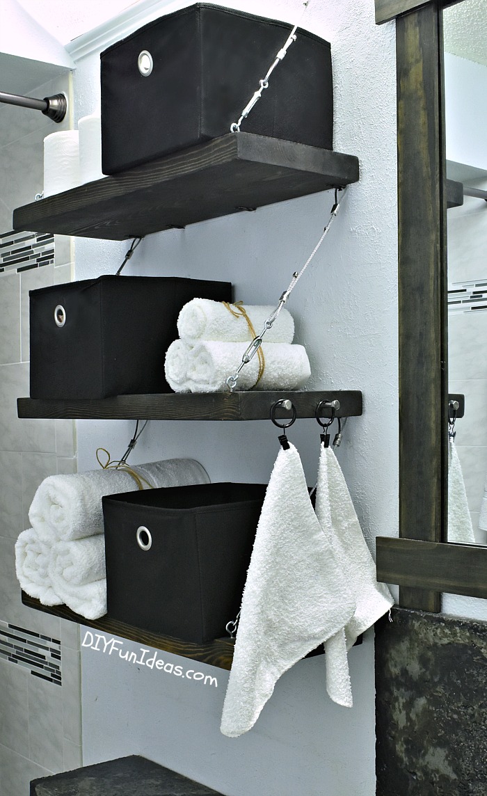 These steel cable suspension shelves are amazing. The hardware adds so much to them and I'm loving the industrial feel.