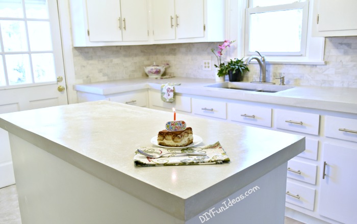 A MUST SEE DROP DEAD GORGEOUS DIY KITCHEN MAKEOVER with DIY WHITE CONCRETE COUNTERTOPS
