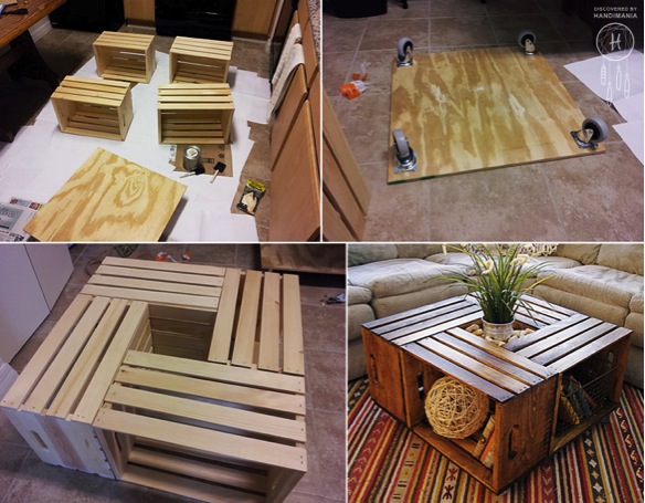 Wine-crate coffee table.