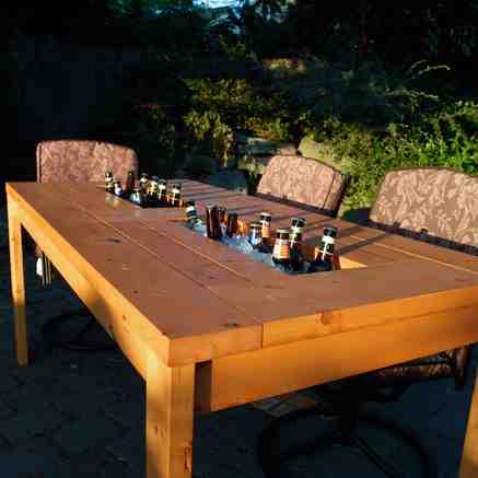 Diy Patio Table With Built In Beer Wine, Outdoor Table With Built In Cooler Plans