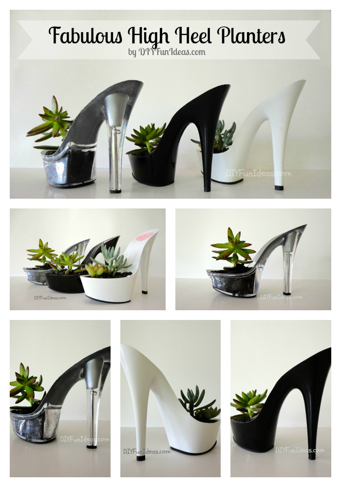 diy high heel planter succulents
