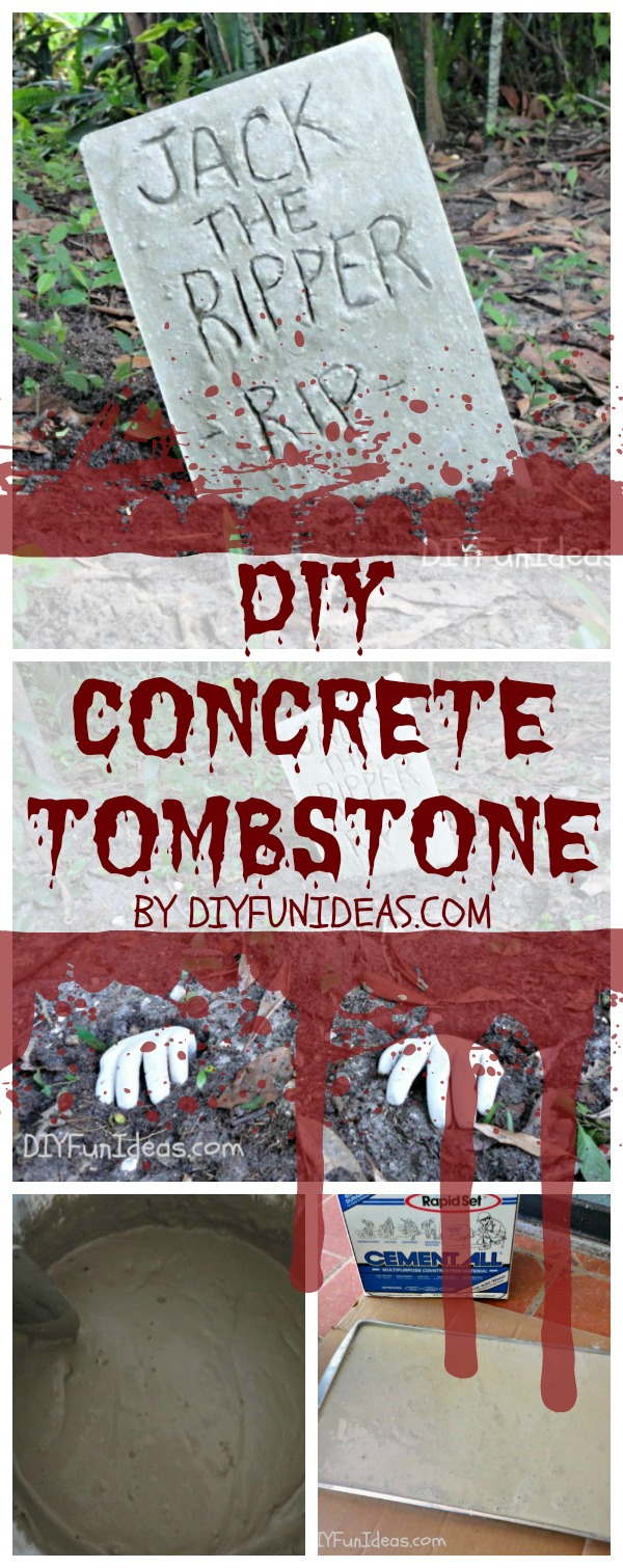 Halloween craft DIY Concrete Tombstone