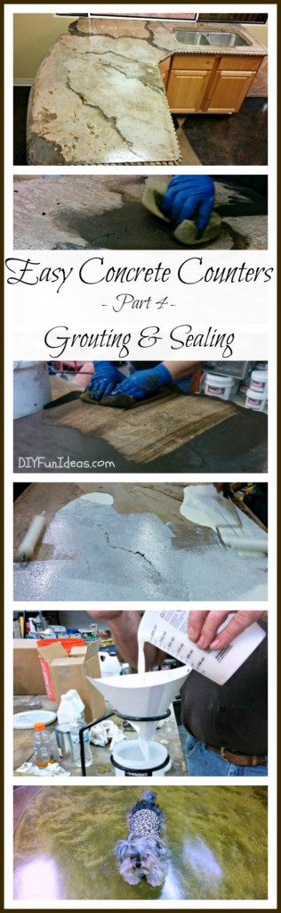 GROUTING AND SEALING DIY CONCRETE COUNTERTOPS