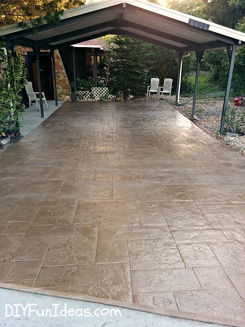 Gorgeous Diy Stamped Concrete Tile Driveway For Less Much Do It Yourself Fun Ideas - How To Pour A Stamped Concrete Patio
