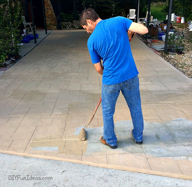 Diy Stamped Concrete Tile Tutorial Do, How To Paint A Stamped Concrete Patio